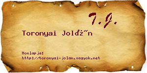 Toronyai Jolán névjegykártya