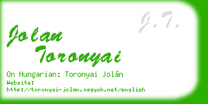 jolan toronyai business card