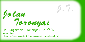 jolan toronyai business card